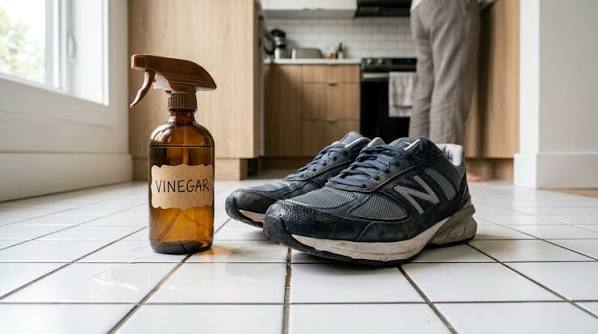 White vinegar helps remove smell from shoes and eliminate bacteria